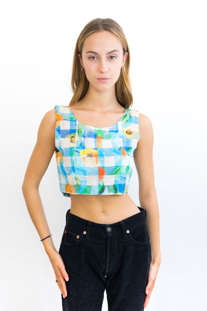 reversible vintage 80s handmade cropped checkered top