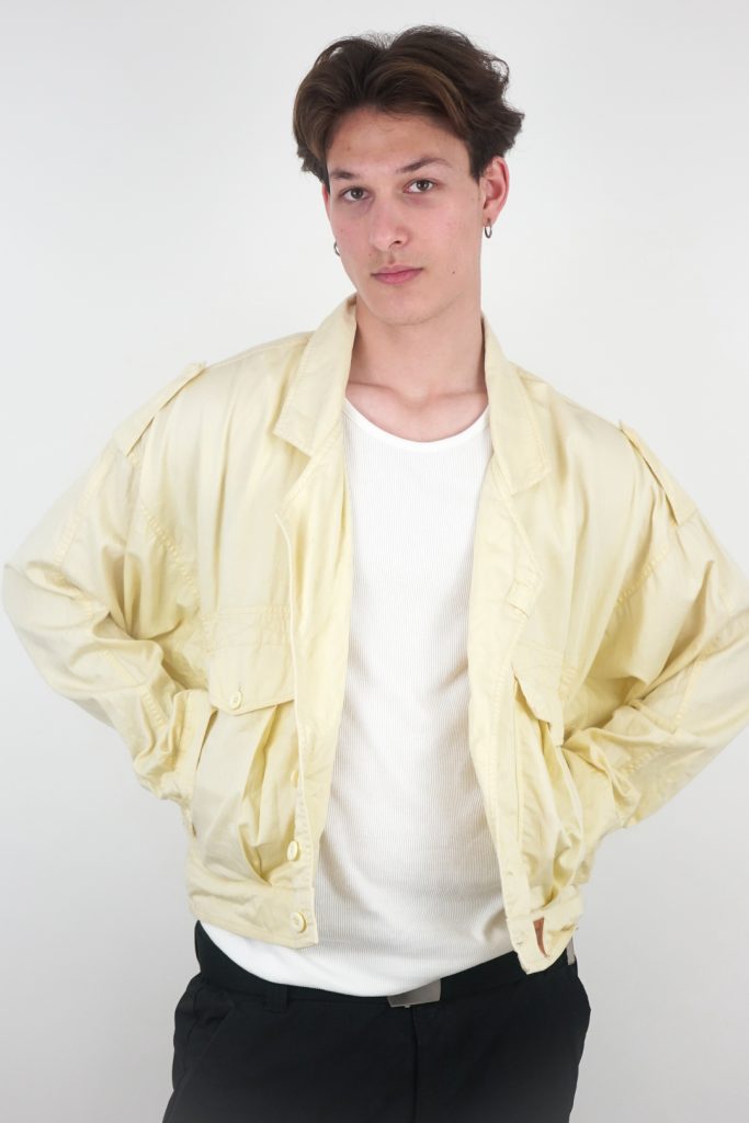 sunny pastel short fit puffy vintage 80s denim jacket