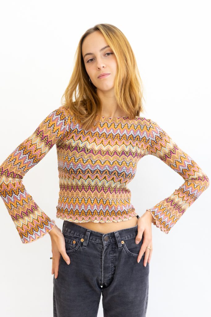 vintage 90s flared psychedelic zig zag hippie shirt