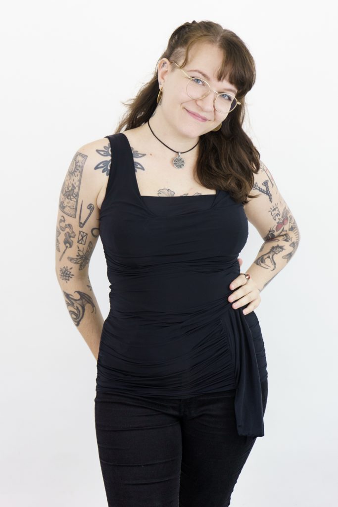 asymmetrical vintage 90s timeless ruffled black top