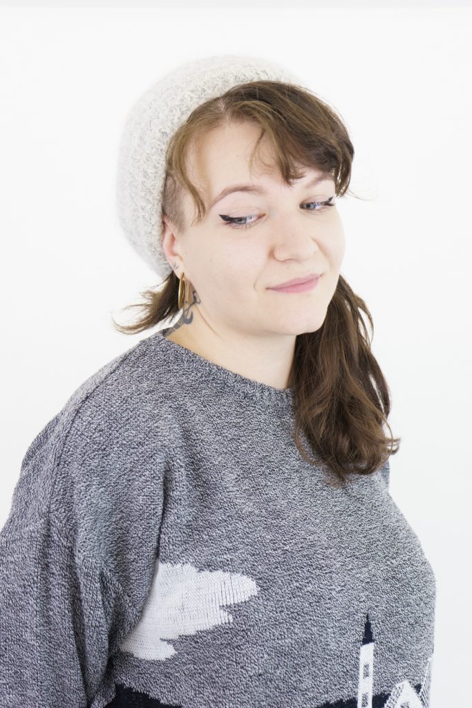 light beige super soft vintage 60s angora knitted mushroom beret