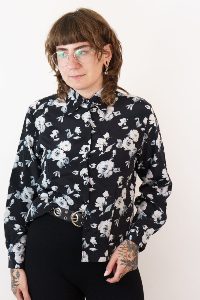 monochrome vintage 80s rose grunge shirt