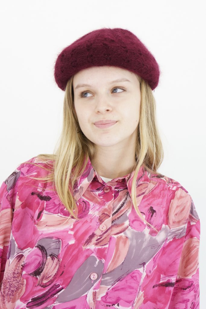 the cutest super soft vintage 60s angora knitted mushroom beret