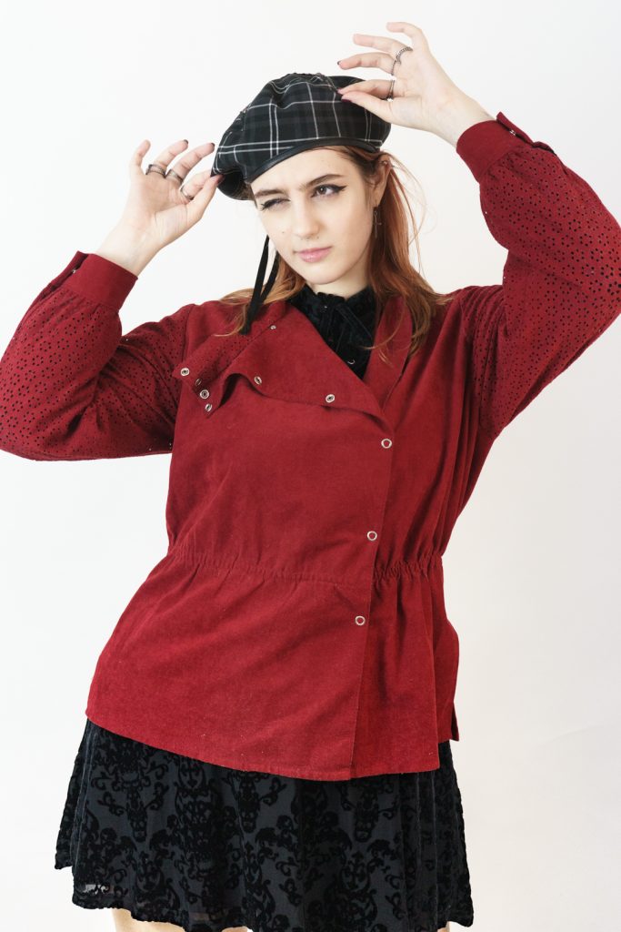 unique asymmetrical vintage 80s faux suede cinched shirt
