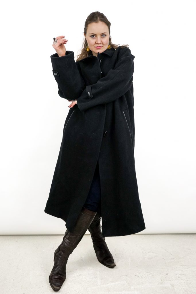 classic boxy vintage 60s black unisex coat