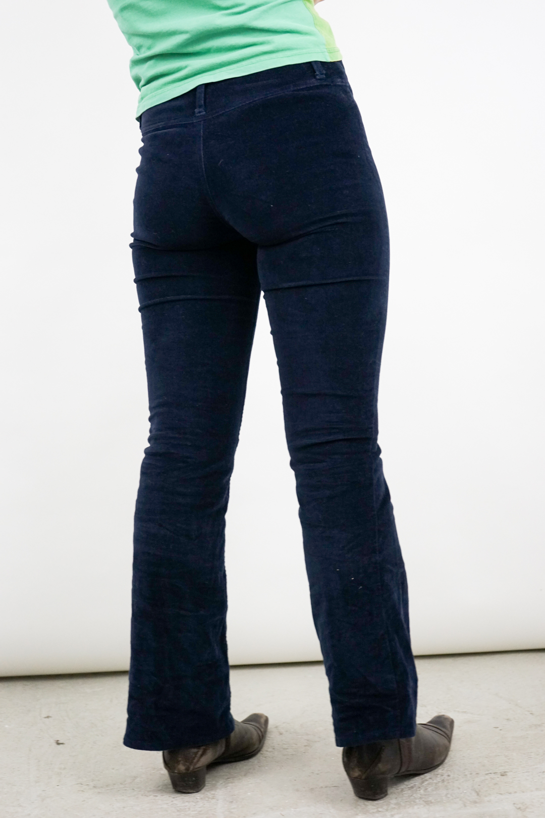 super soft deep blue flared velvet corduroy trousers - Image 4