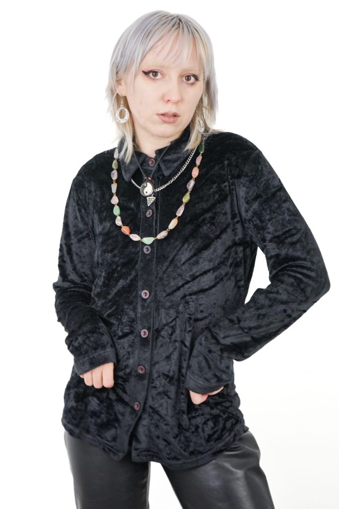 super soft witchy vintage 90s viscose blend velvet shirt