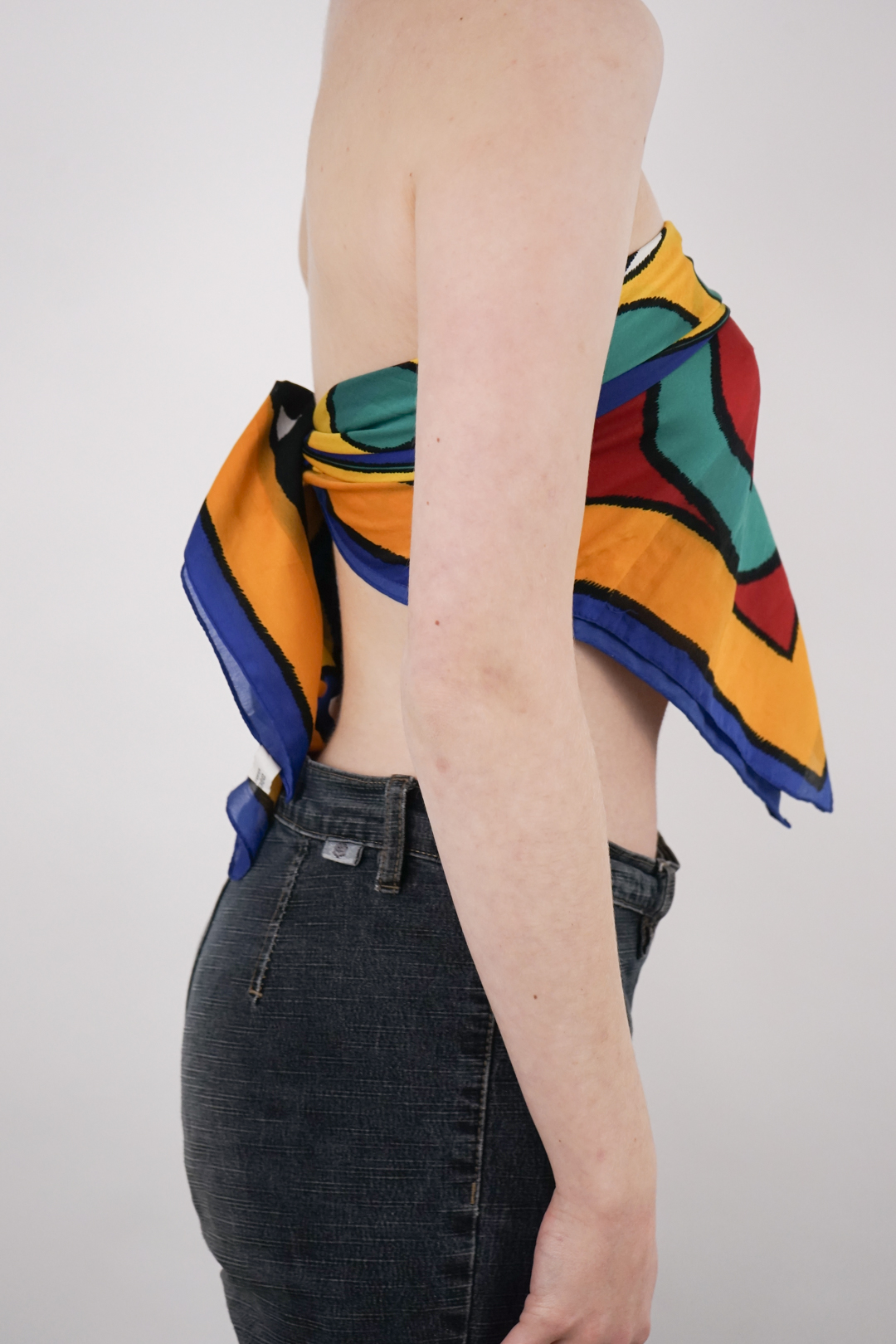 abstract patterned vintage 80s vibrant checkerboard scarf - Image 4