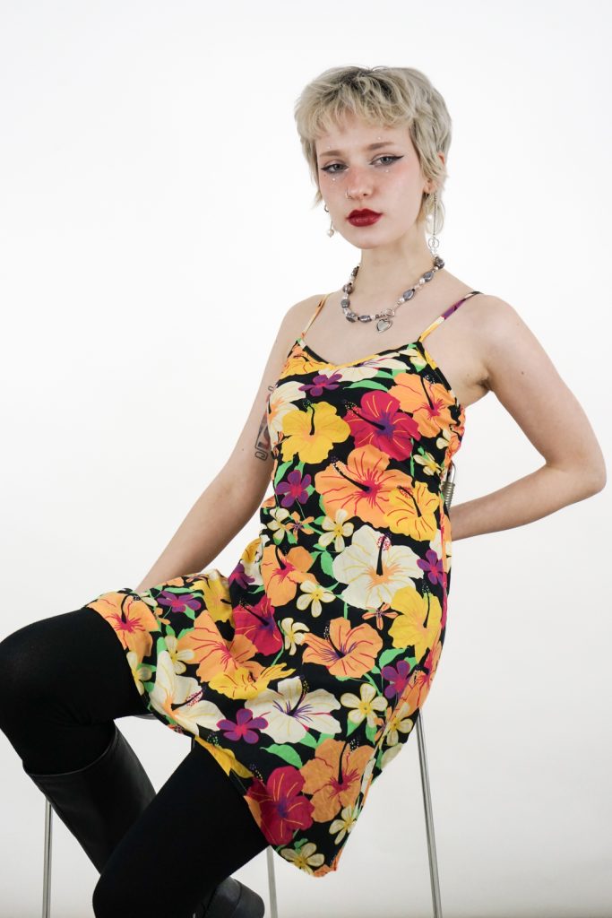 iconic vintage Y2K goth coconut girl flowing dress
