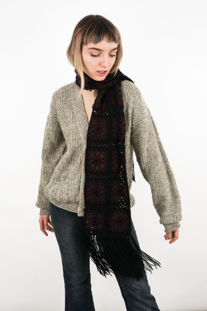 knitted vintage 80s beige unisex grandpa cardigan