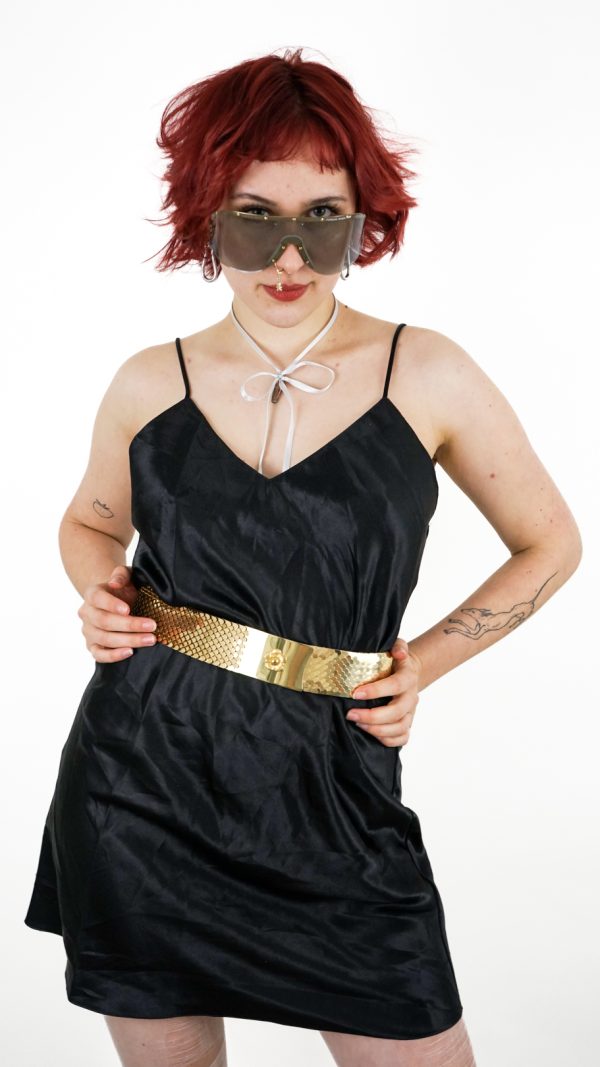 stretchy golden vintage 80s metal belt