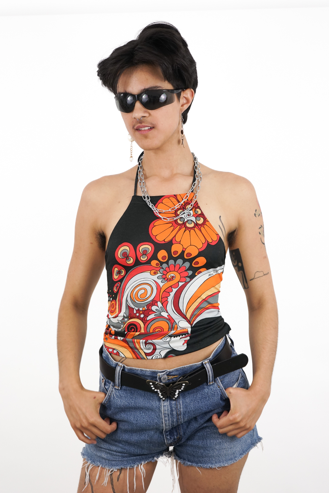 Unique remade vintage 90s miss sixty neck holder crop top - Image 3