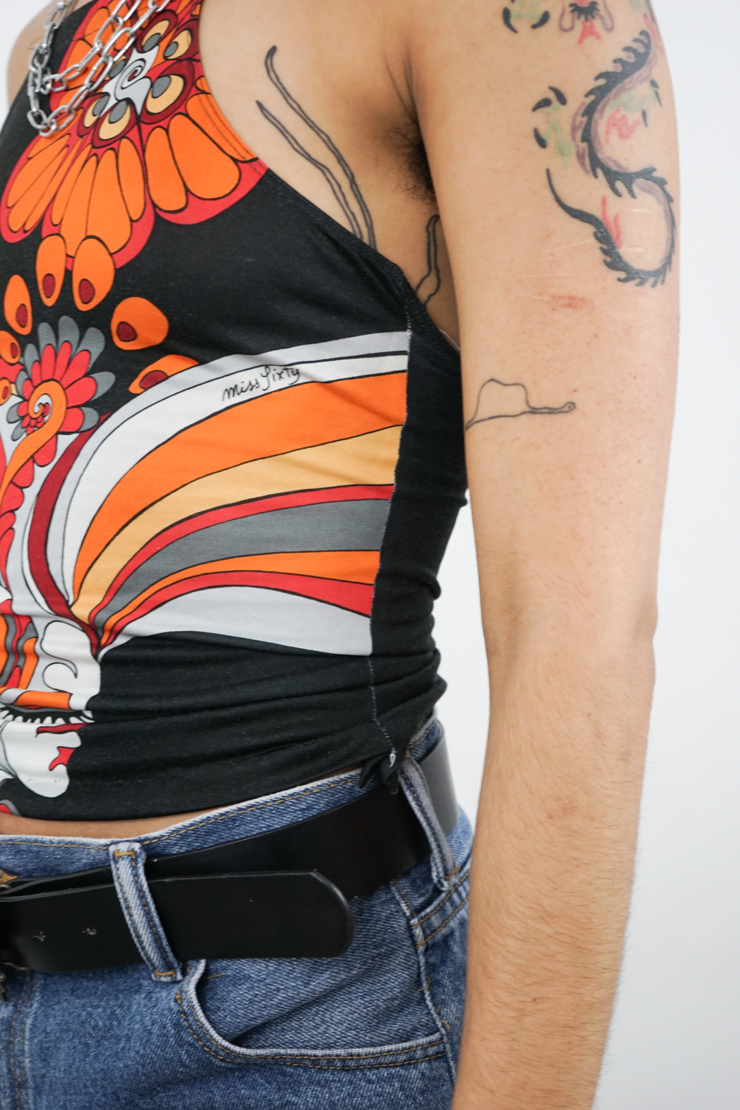 Unique remade vintage 90s miss sixty neck holder crop top - Image 5