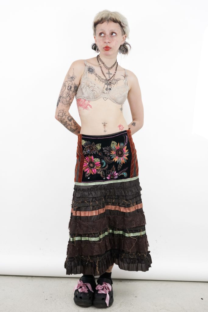 unique vintage 90s velvety sequin patchwork fairy skirt